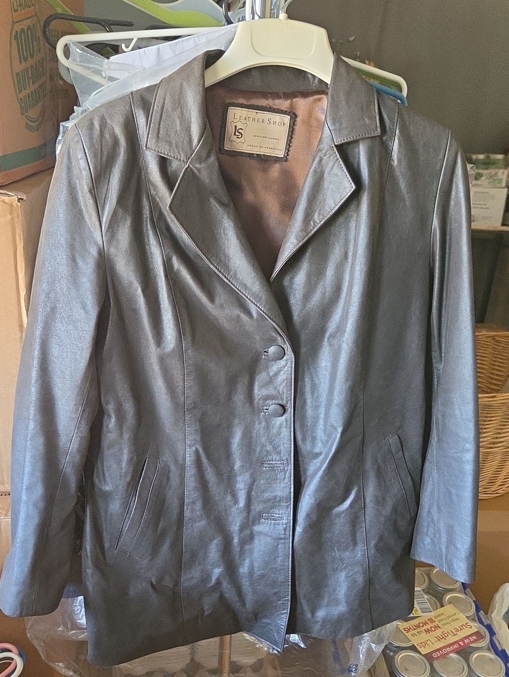 Women's Dark Brown Leather Blazer Jacket